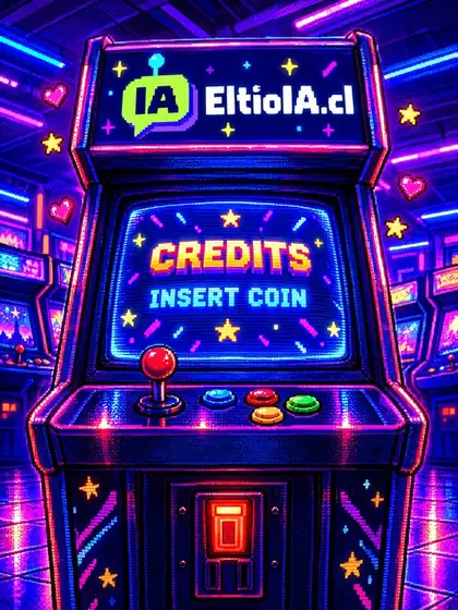 Máquina arcade con el logo de El Tío IA